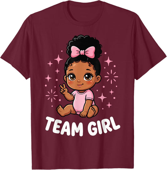 Team Girl Baby Announcement Family Party T-Shirt - T-Shirt | Maroon