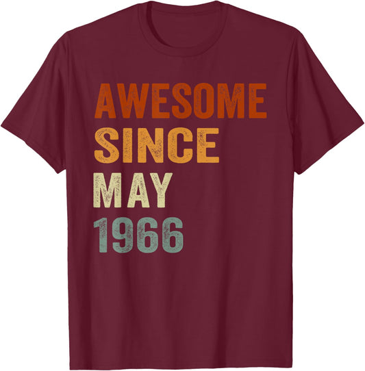 Retro Awesome Since May 1966 60 Years Old 60th Birthday T-Shirt - T-Shirt | Maroon