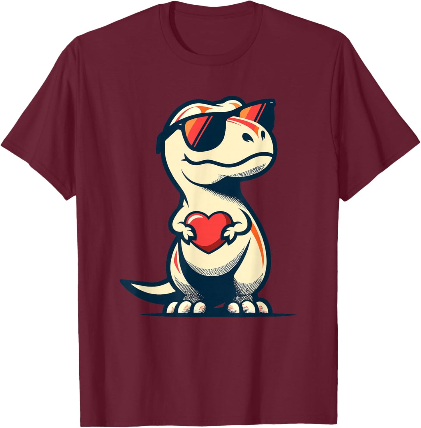 Dinosaur T-Rex Love Men Women Kids Funny St. Valentine's T-Shirt - T-Shirt | Maroon