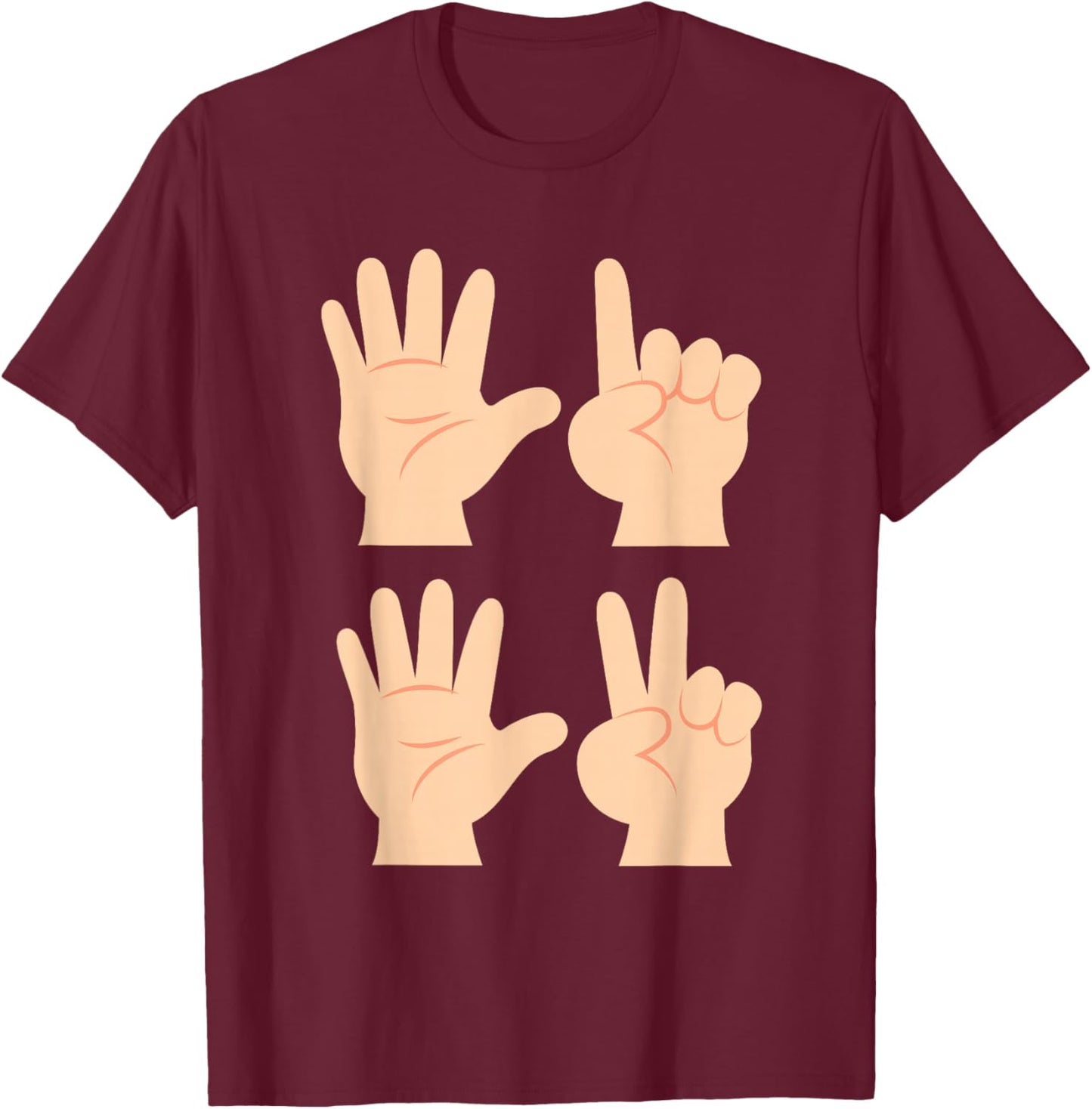 Six Seven 6 7 Meme ASL Sign Language T-Shirt - T-Shirt | Maroon