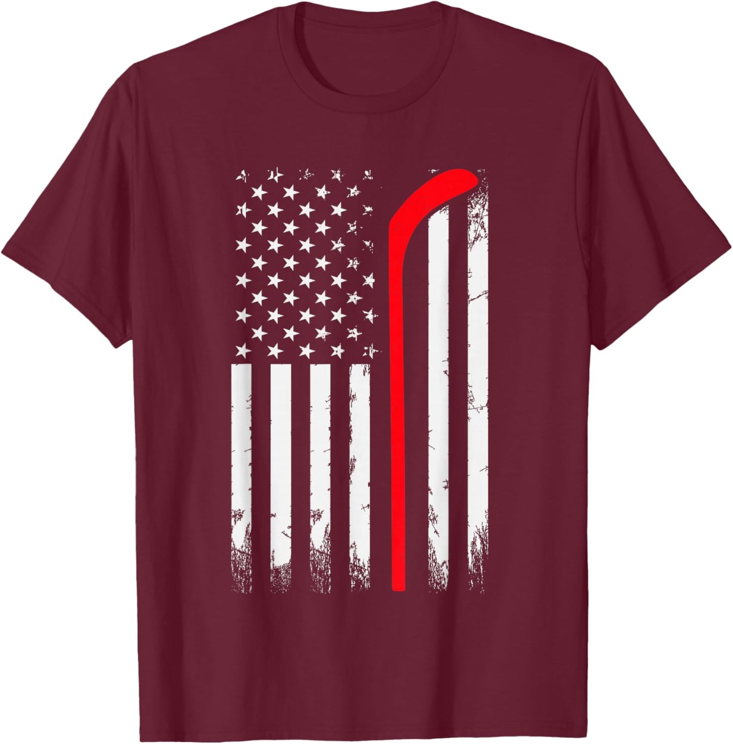 Ice Hockey US Flag Player & Fan Lovers American Ice Hockey T-Shirt - T-Shirt | Maroon