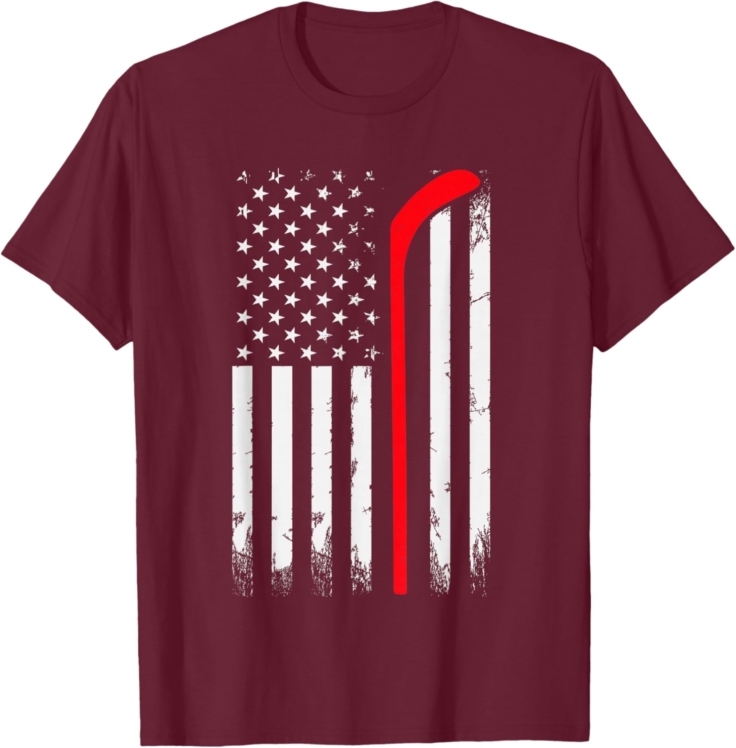 Ice Hockey US Flag Player & Fan Lovers American Ice Hockey T-Shirt - T-Shirt | Maroon