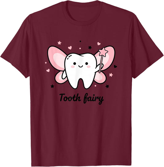 Halloween Tooth Fairy Costume Design, Cute Tooth Fairy T-Shirt - T-Shirt | Maroon