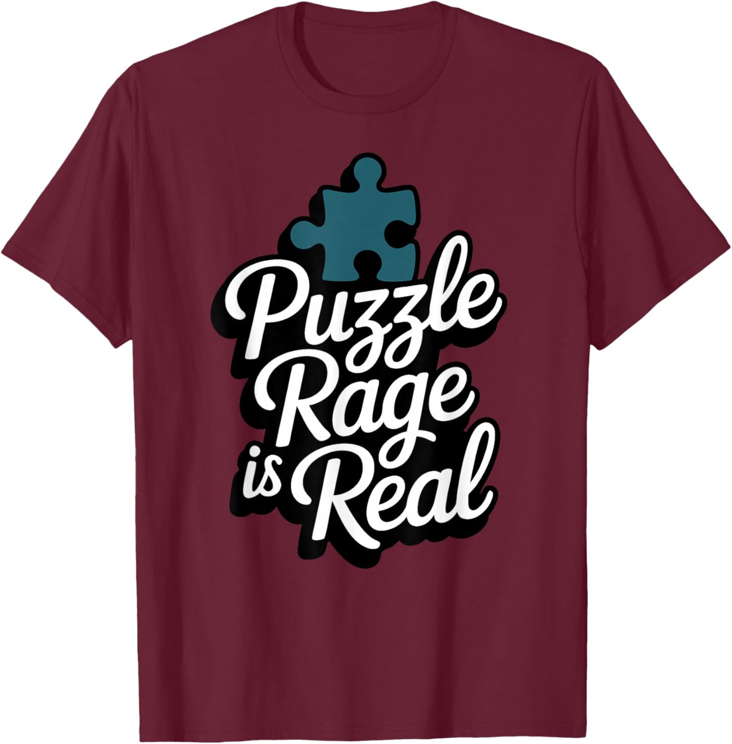 Jigsaw Puzzle Rage Puzzle Lover T-Shirt - T-Shirt | Maroon