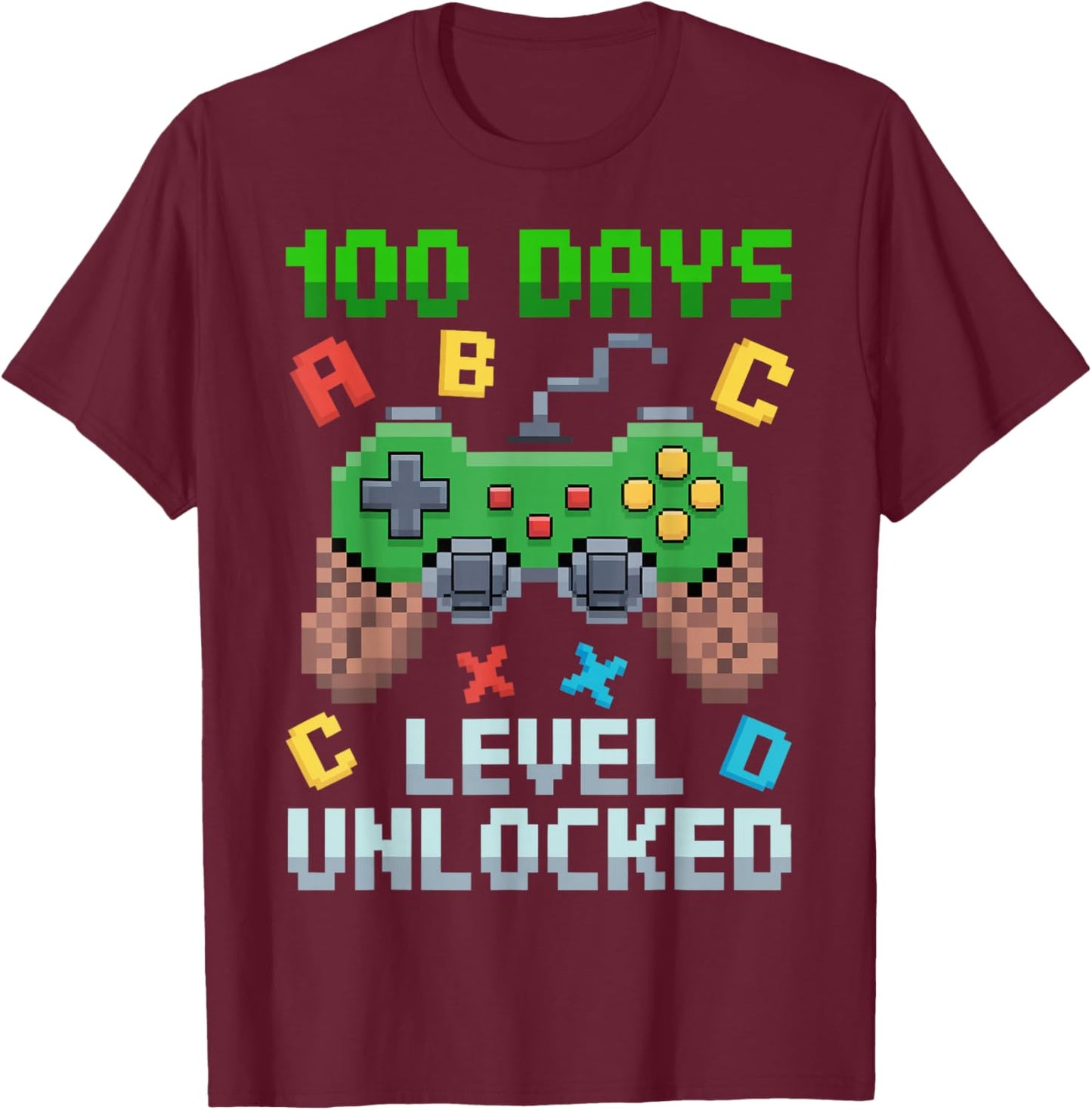 100 Days Level Unlocked Gaming 100th Days of School Boys T-Shirt - T-Shirt | Maroon