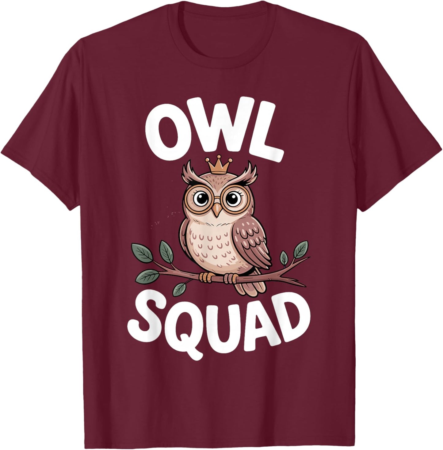 Unique Owl Art Women Kids Adults Animal Owl Lover T-Shirt - T-Shirt | Maroon