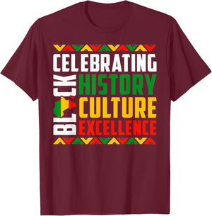 Celebrating Black History Month Afro African Men Women Kids T-Shirt - T-Shirt | Maroon