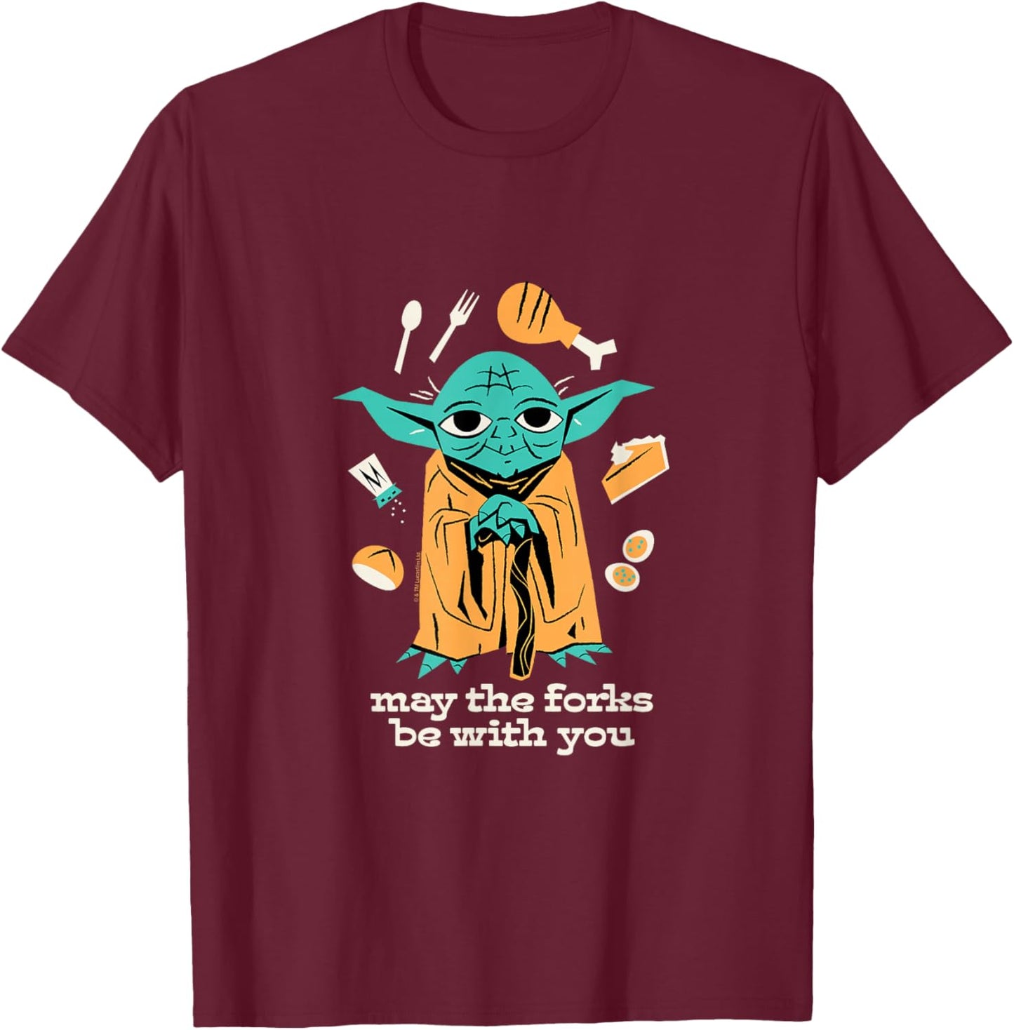 Star Wars Classic - May The Forks Be With You T-Shirt - T-Shirt | Maroon