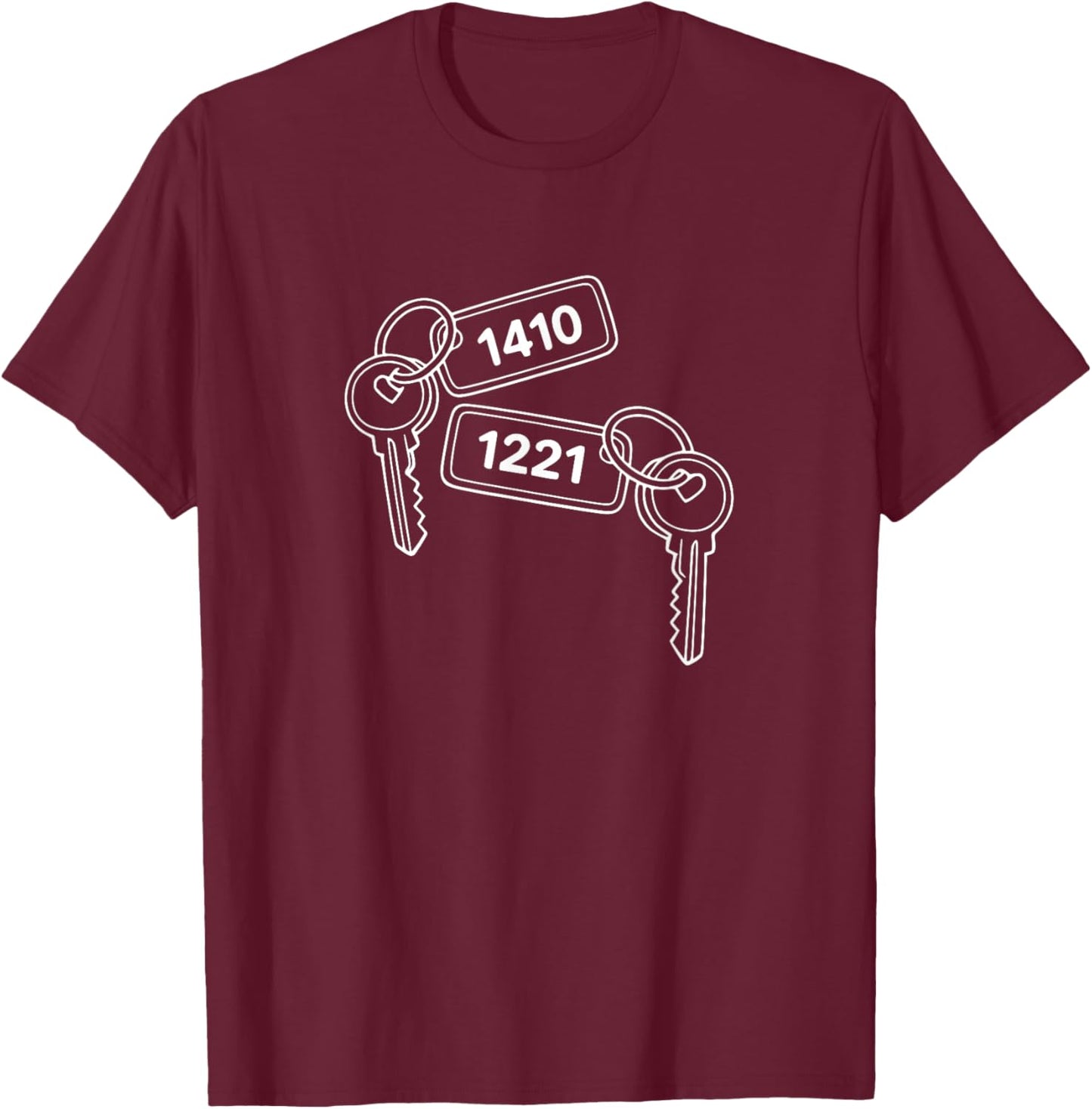 1410 1221 Heart Keys T-Shirt - T-Shirt | Maroon