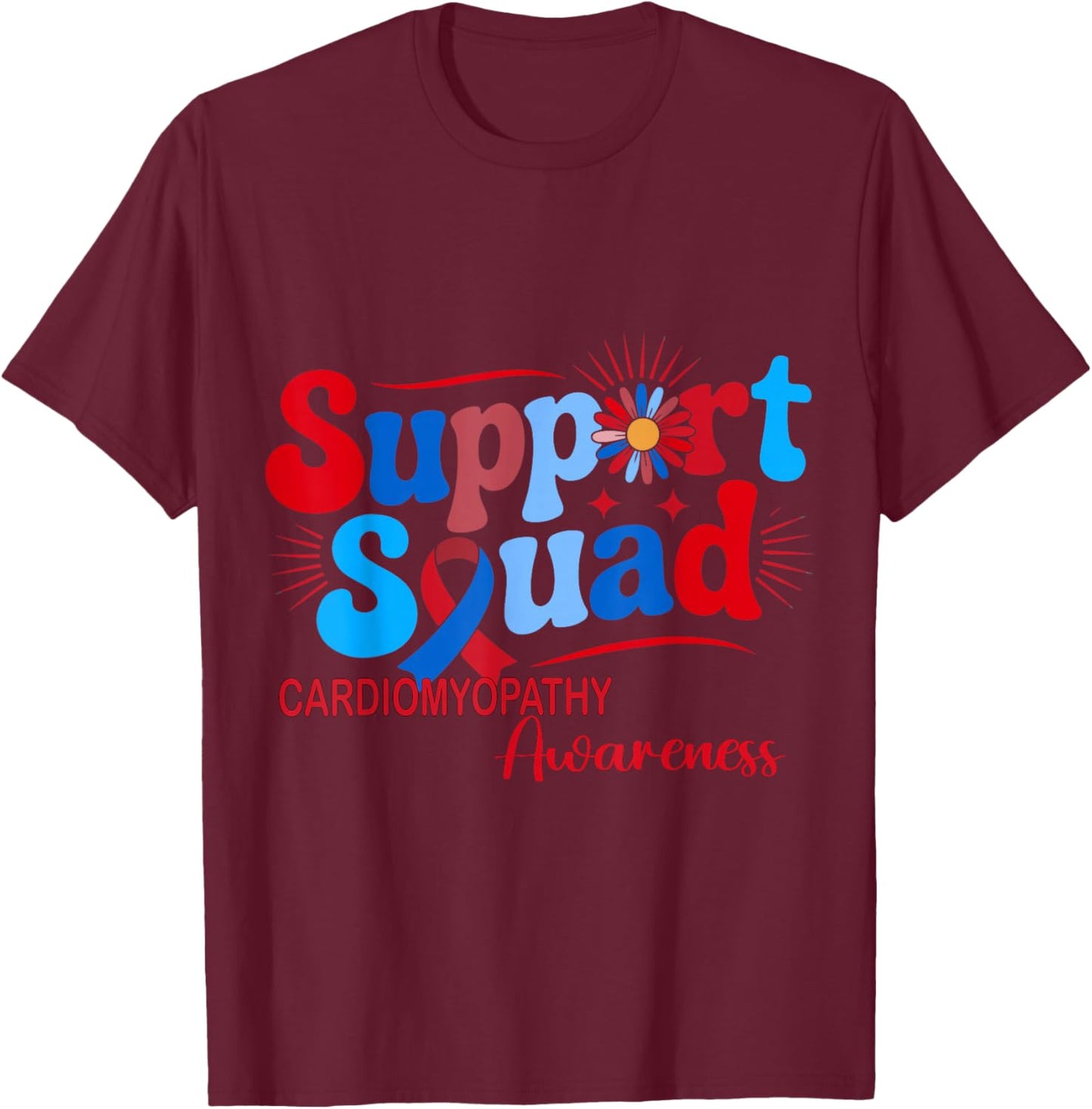 Cardiomyopathy Support Squad Awareness T-Shirt - T-Shirt | Maroon