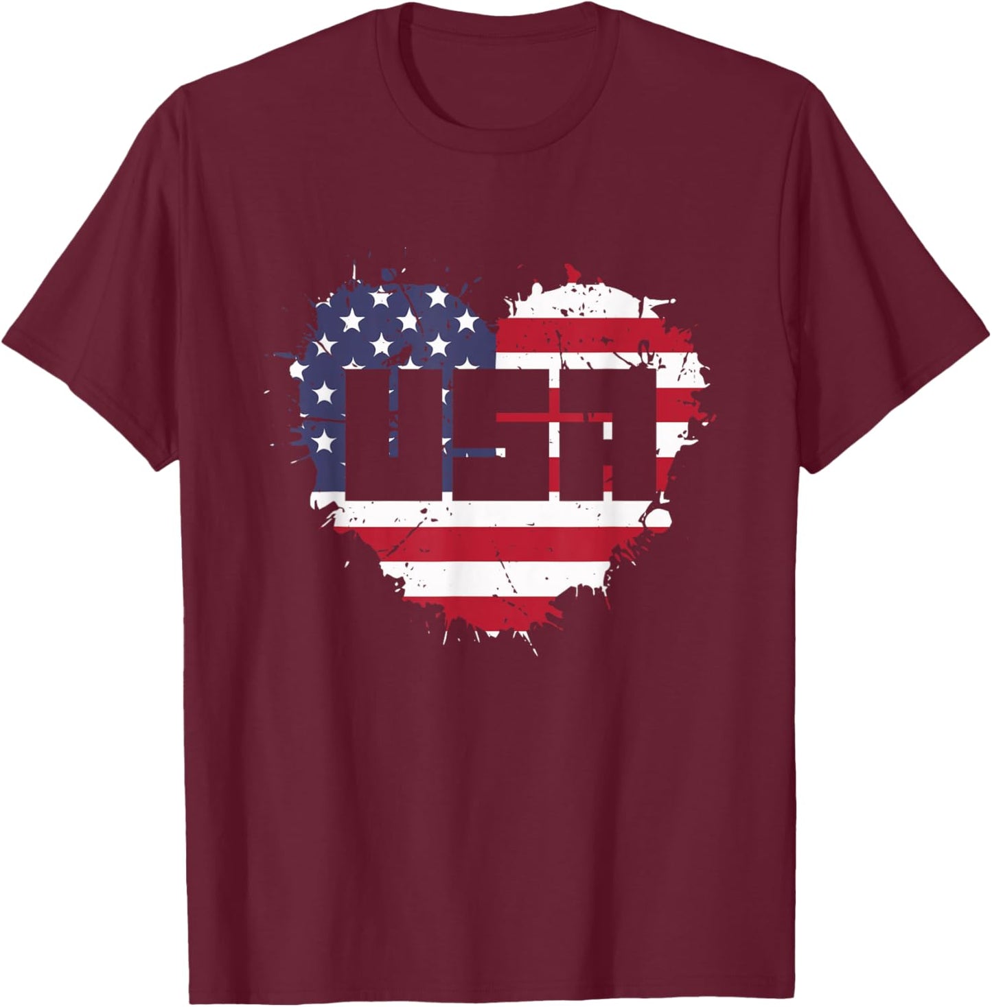 USA America is Love T-Shirt - T-Shirt | Maroon
