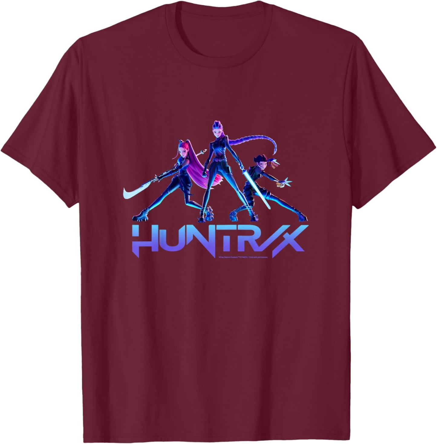 Kpop Demon Hunters Huntrix Ready for Battle Poses T-Shirt - T-Shirt | Maroon
