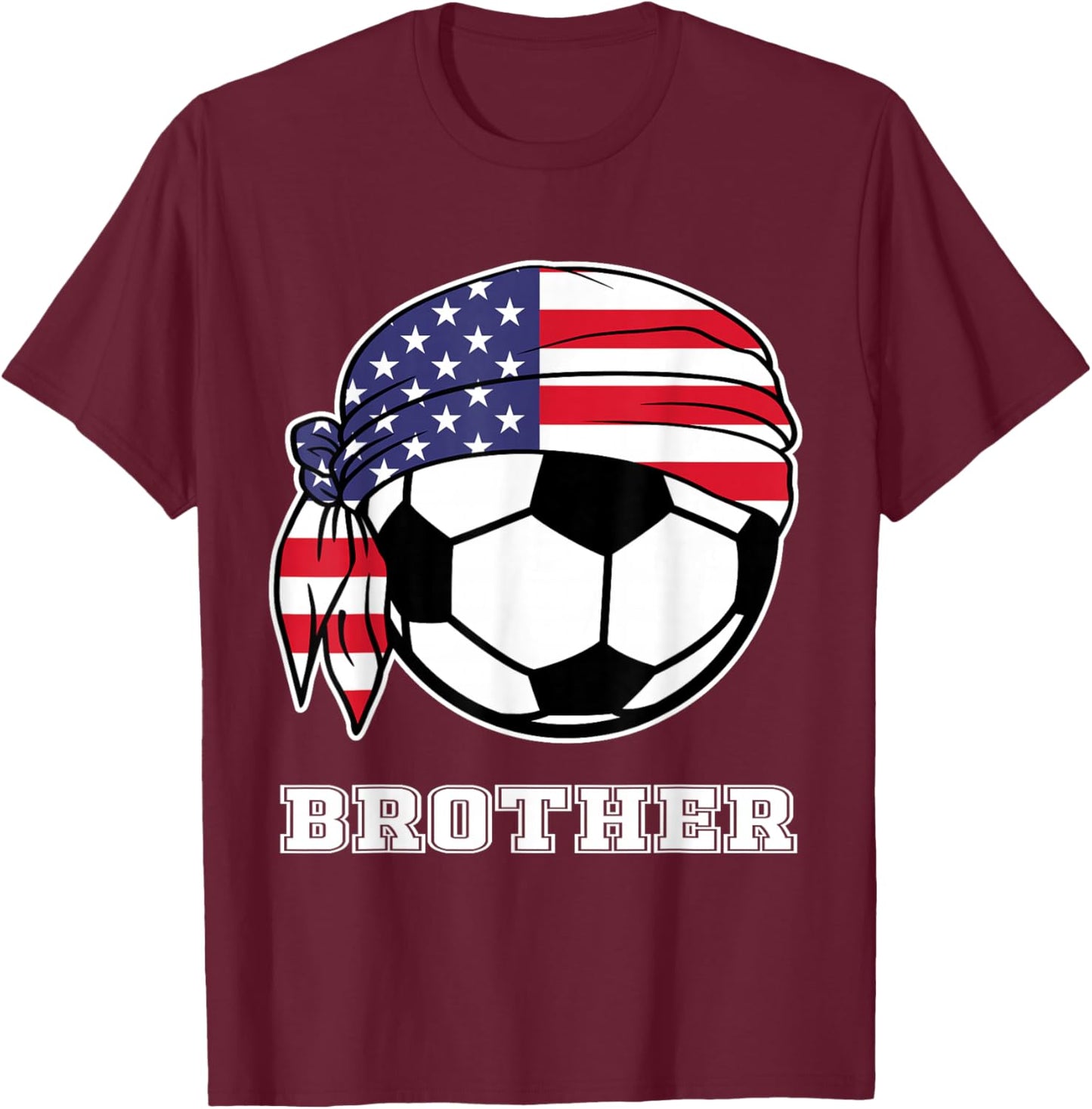 Proud Bro of Player Fans Bandana Flag Soccer Brother T-Shirt - T-Shirt | Maroon
