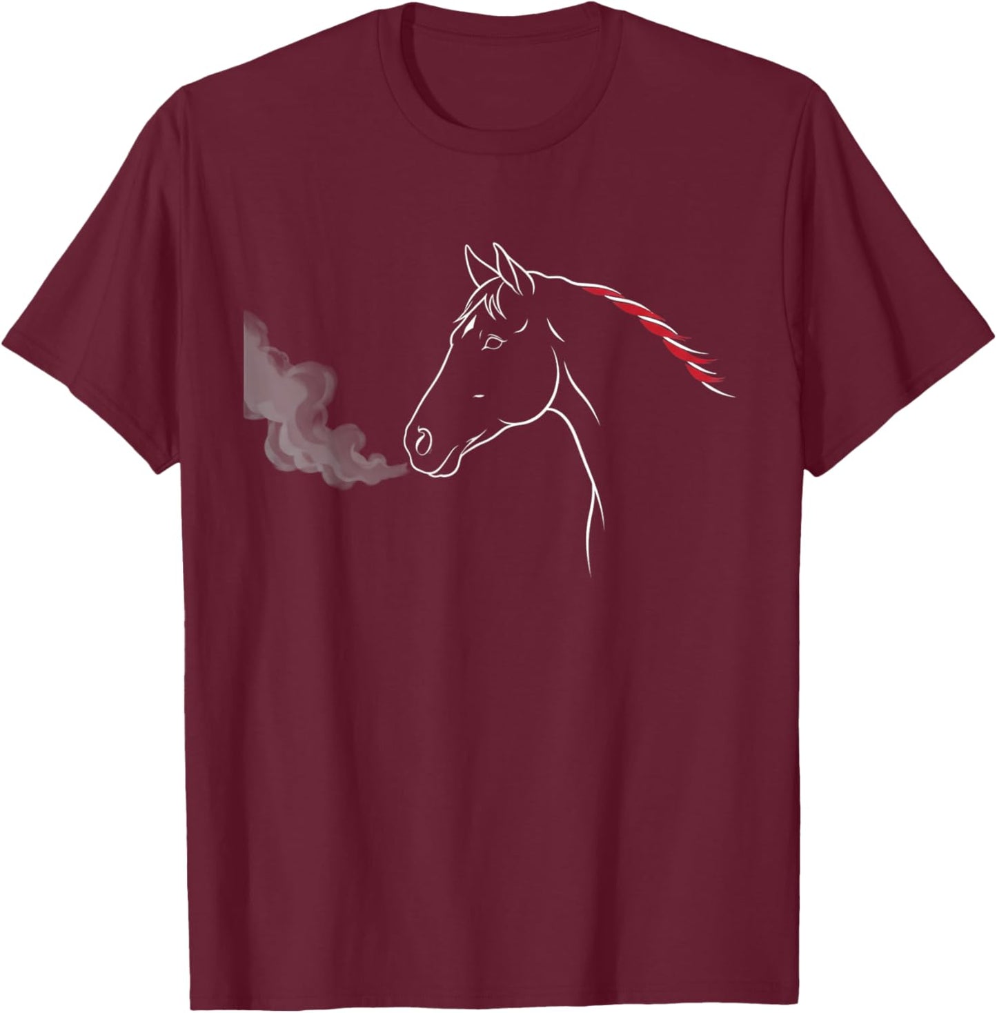 Breathing Horse Line Art Farm Animals Equine Lover Graphic T-Shirt - T-Shirt | Maroon