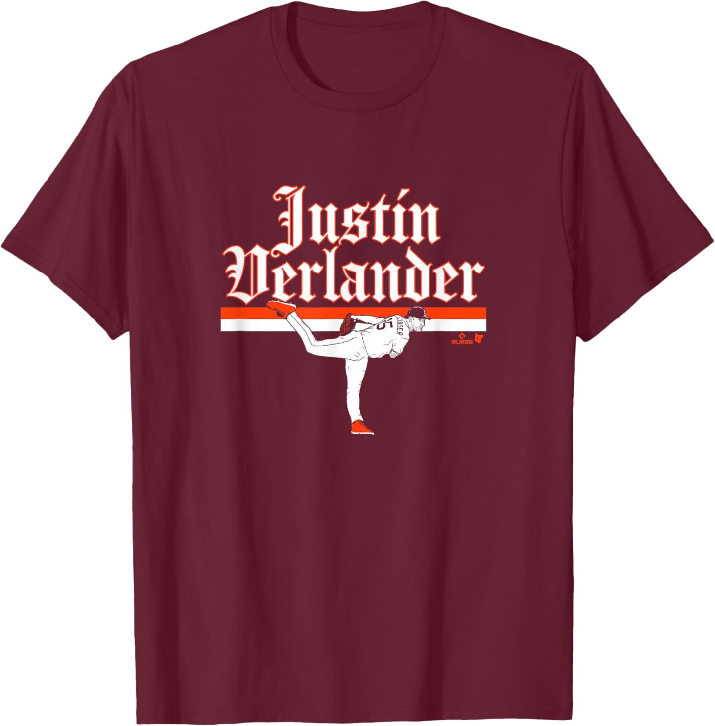 Justin Verlander - Ace Pose - Detroit Baseball T-Shirt - T-Shirt | Maroon