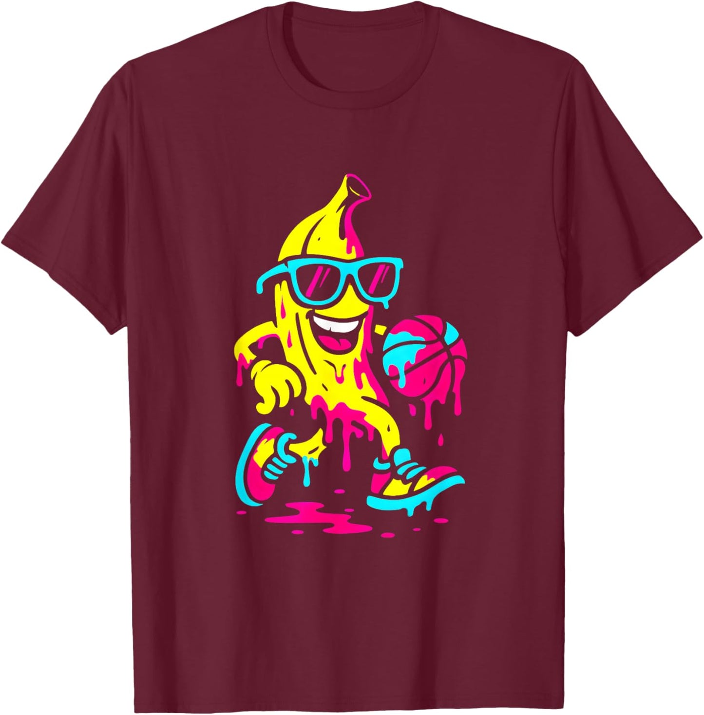 Banana Basketball Drip Funny Kids Youth Boys Girls T-Shirt - T-Shirt | Maroon