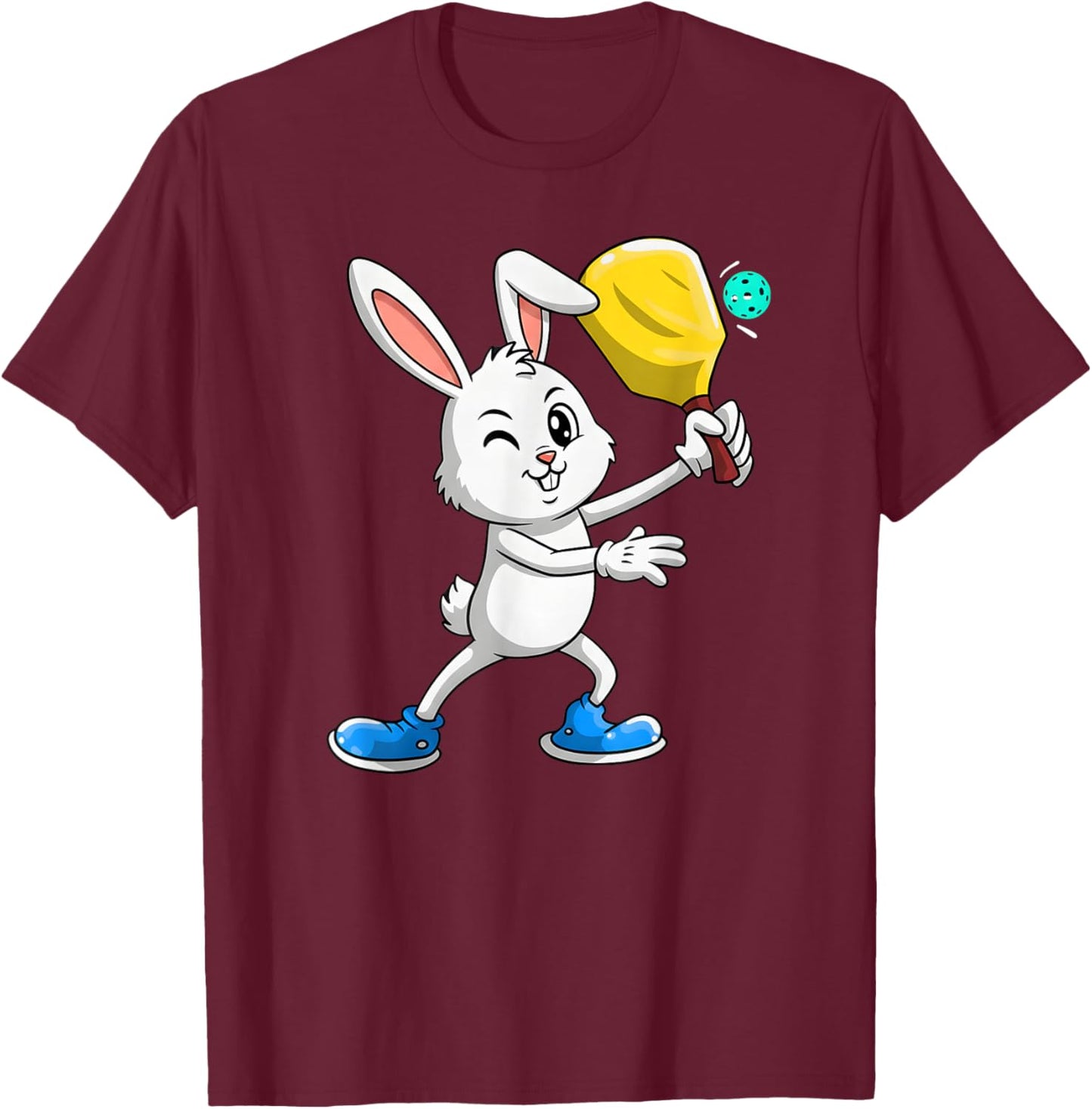 Pickleball Bunny Rabbit Easter Day for Pickleball Player T-Shirt - T-Shirt | Maroon