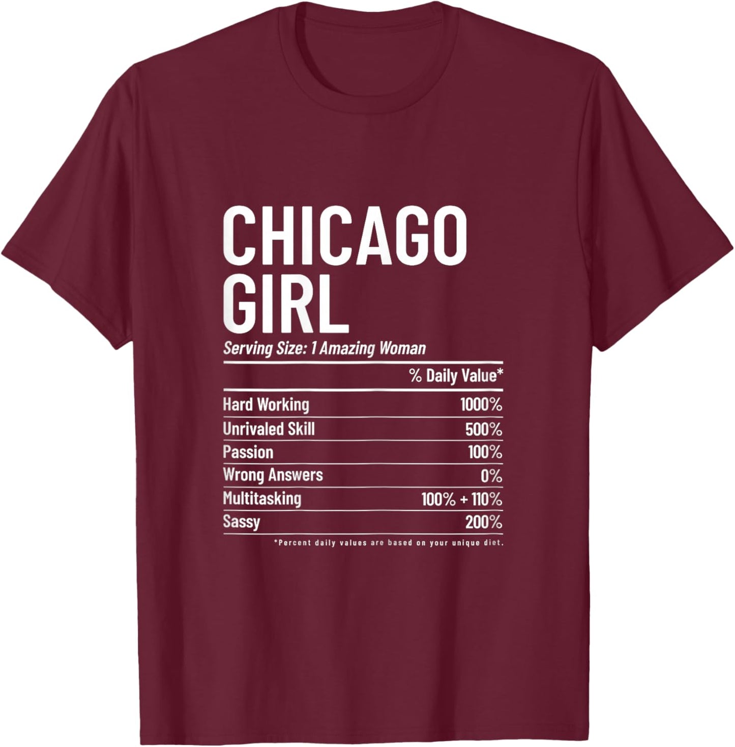 Chicago Illinois Vintage Pride Girl Funny T-Shirt - T-Shirt | Maroon