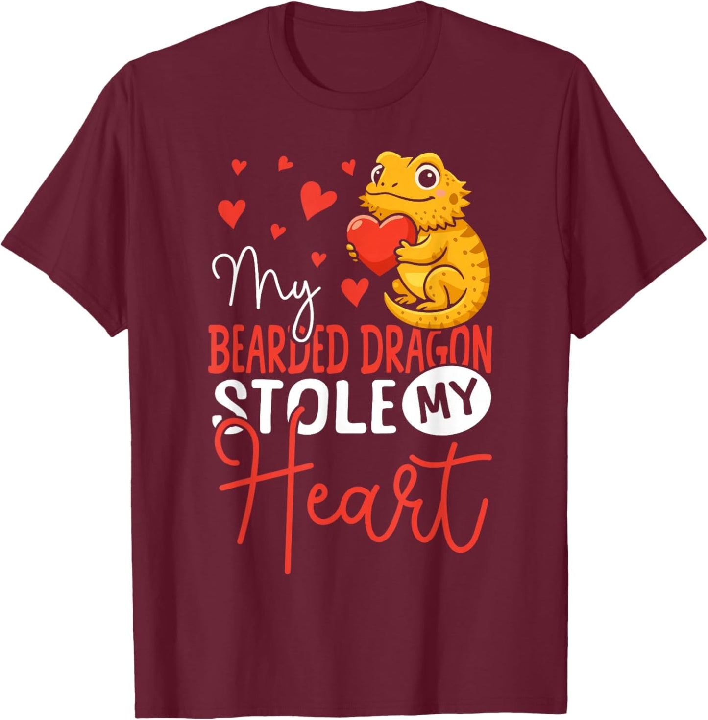 Bearded Dragon Valentines Day My Bearded Dragon Stole My T-Shirt - T-Shirt | Maroon