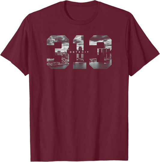 Detroit Michigan Area Code 313 Detroit T-Shirt - T-Shirt | Maroon