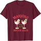 Women's Mahjong Social Club Aesthetic Pink Cocktails Mahjong Lover V-Neck T-Shirt - T-Shirt | Maroon