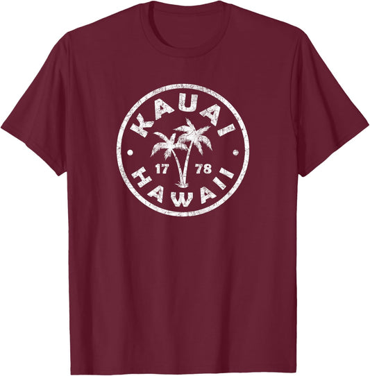 Kauai Hawaii Palm Tree Boys Souvenir T-Shirt - T-Shirt | Maroon