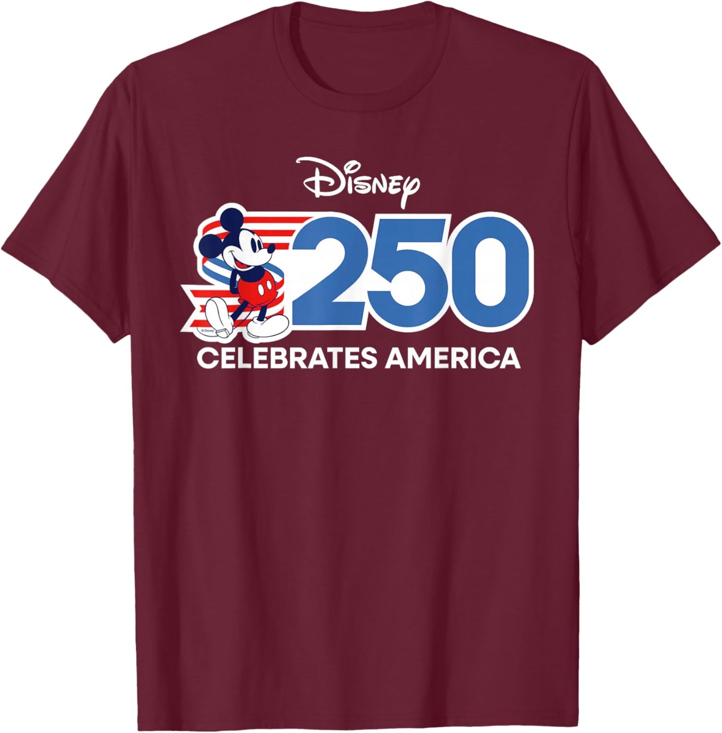 Disney Celebrates America 250 Mickey Mouse 4th of July USA T-Shirt - T-Shirt | Maroon