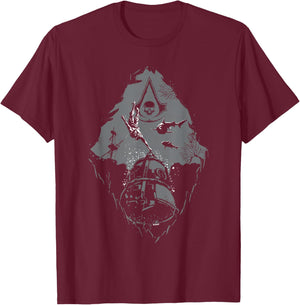 Assassin's Creed: Black Flag Resynced Officially Licensed T-Shirt - T-Shirt | Maroon