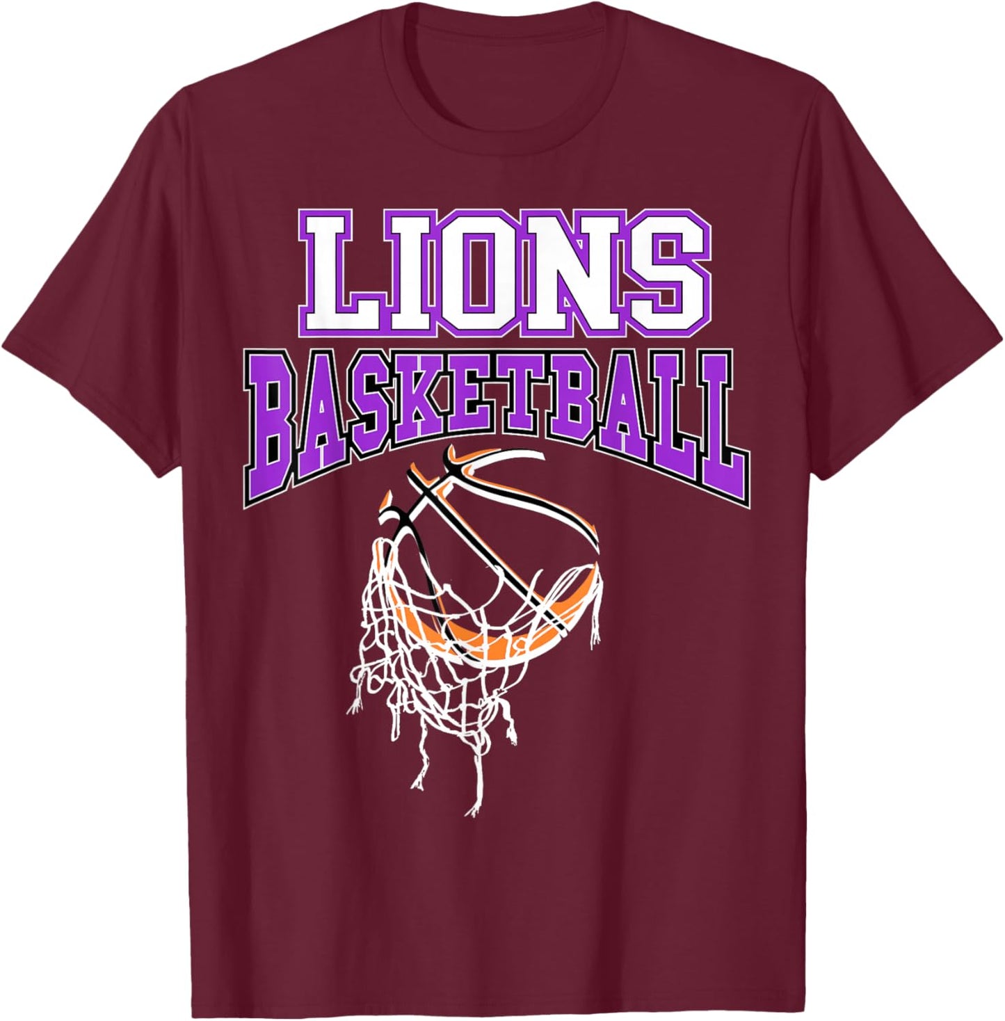 Lions Basketball Mom Purple Lion Pride School Spirit Game T-Shirt - T-Shirt | Maroon