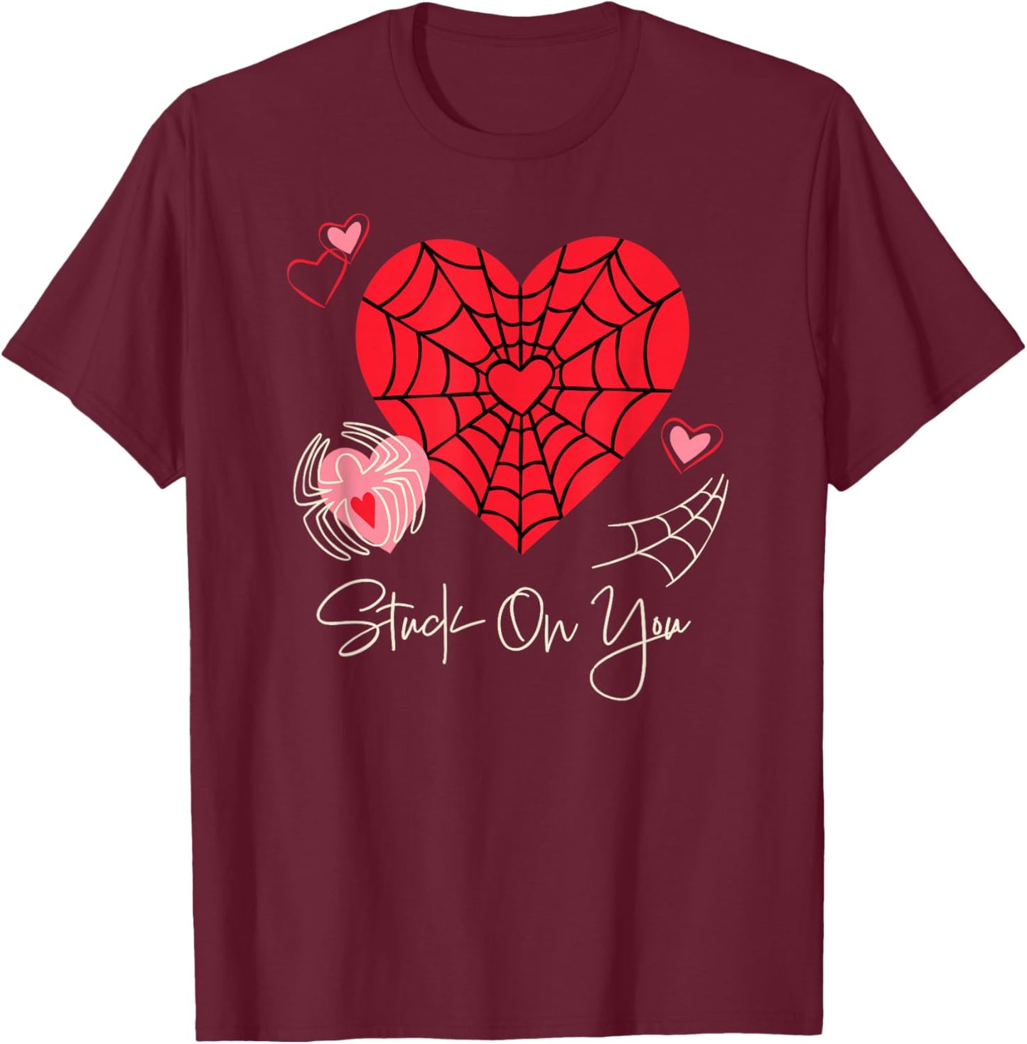 Marvel Spider-Man Stuck On You Valentine's Day Heart T-Shirt - T-Shirt | Maroon