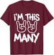 Kids I'm This Many 4th Birthday Rock Hands 4 Year Old T-Shirt - T-Shirt | Maroon