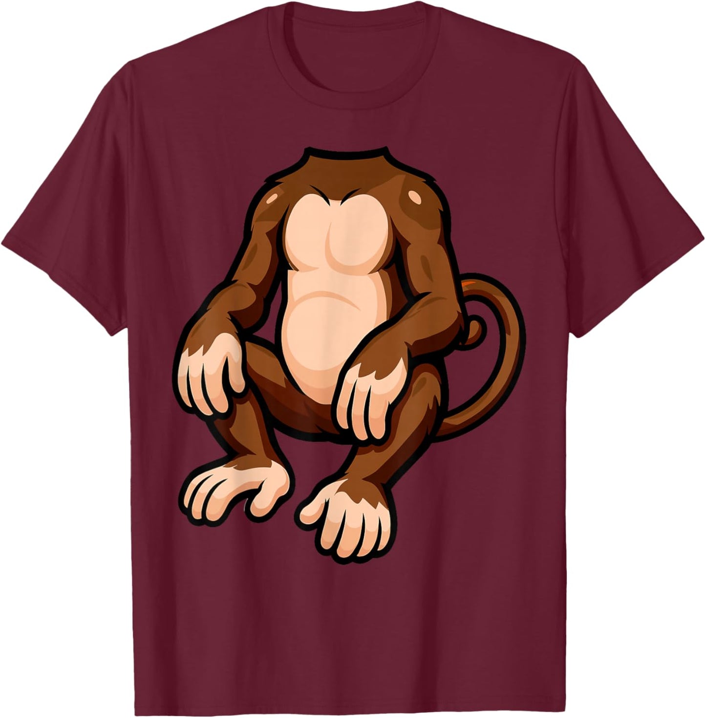 Monkey Adult Kids Halloween Costume T-Shirt - T-Shirt | Maroon