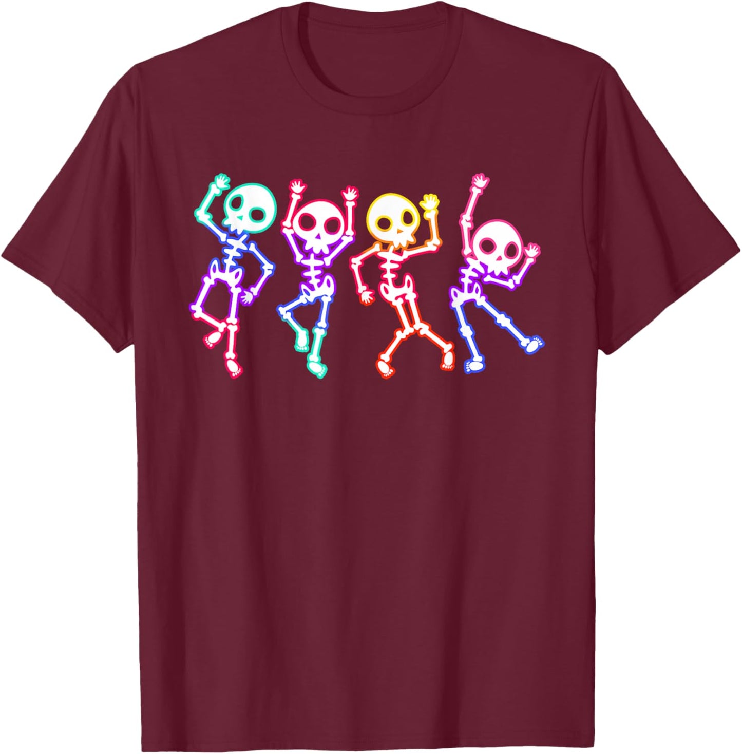 Glow in The Halloween Night Skeleton Funny Dancing Skeleton T-Shirt - T-Shirt | Maroon