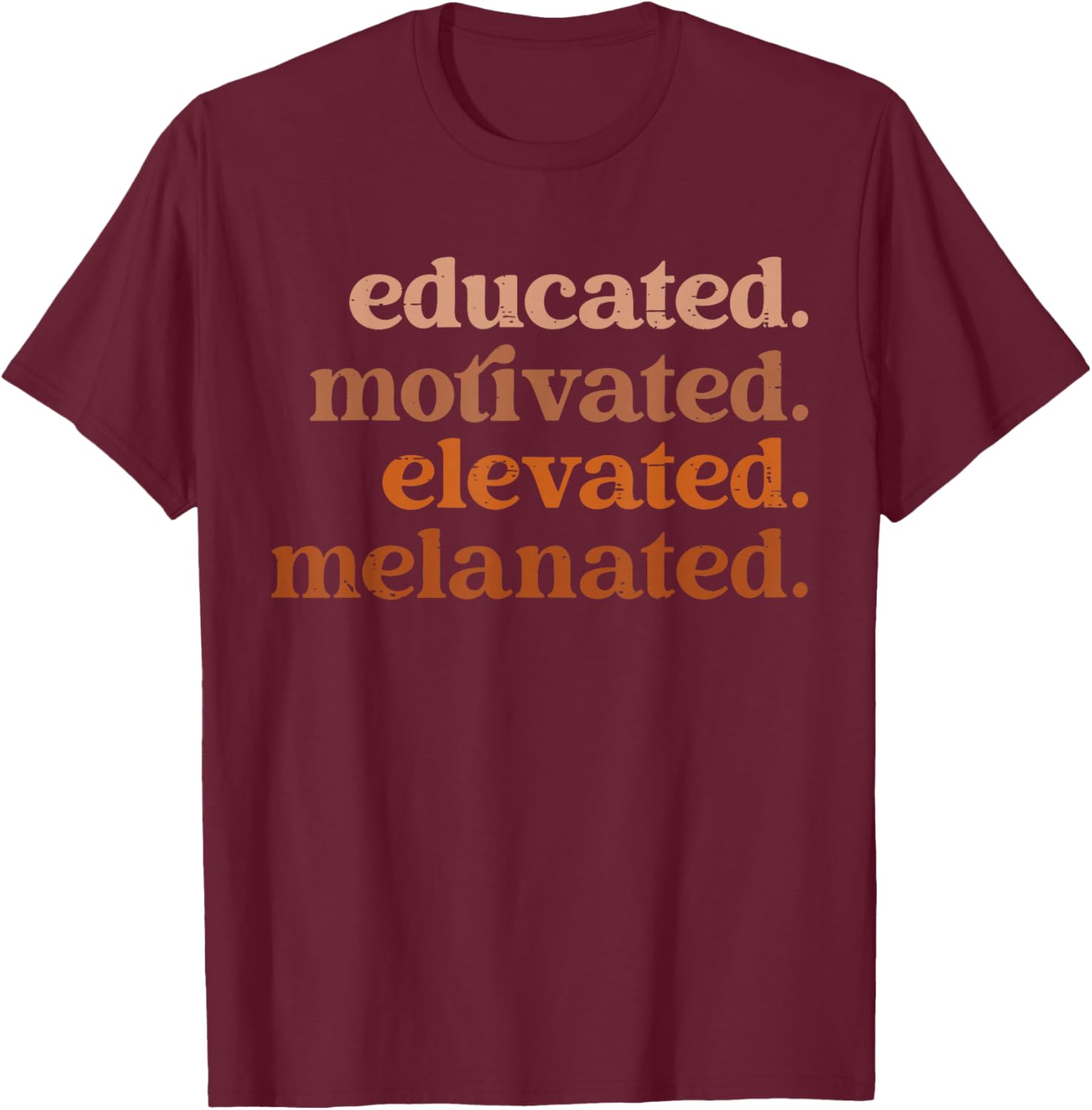 Educated Motivated Elevated Melanated Black History Month T-Shirt - T-Shirt | Maroon