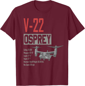 American V/STOL Military Aircraft V22 Osprey T-Shirt - T-Shirt | Maroon