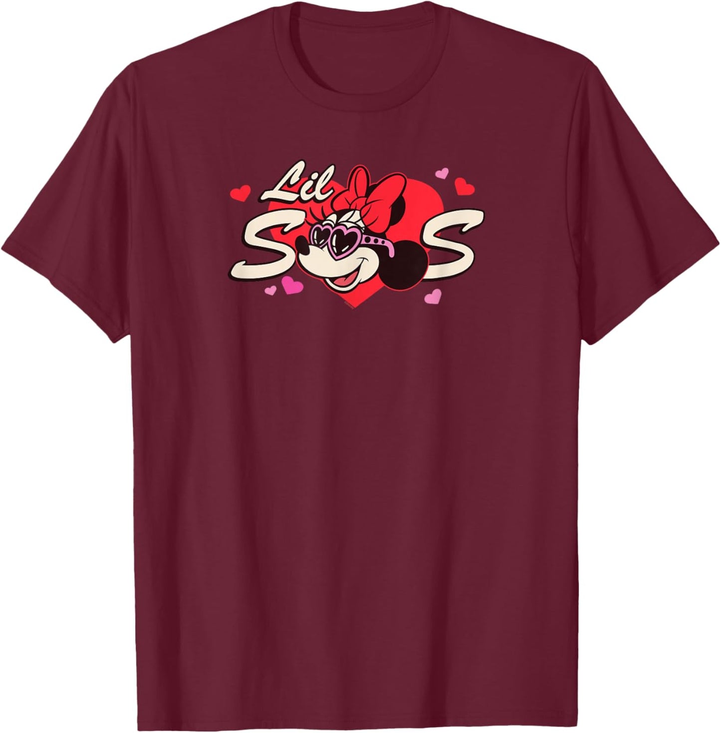 Disney Valentine's Day Lil Sis Gift Family Matching Trip T-Shirt - T-Shirt | Maroon