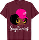 Sagittarius Black Girl Pink Cap Zodiac Birthday Afro Woman T-Shirt - T-Shirt | Maroon