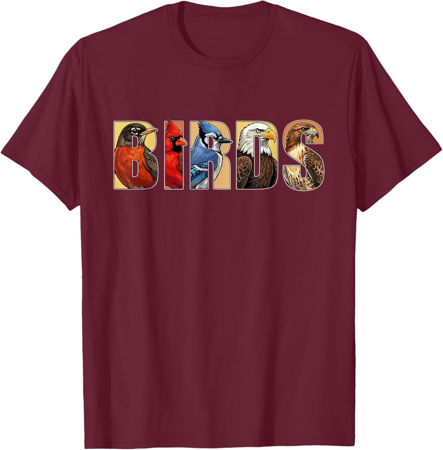 Funny Bird Watching Shirt Vintage Birds Identification T-Shirt - T-Shirt | Maroon