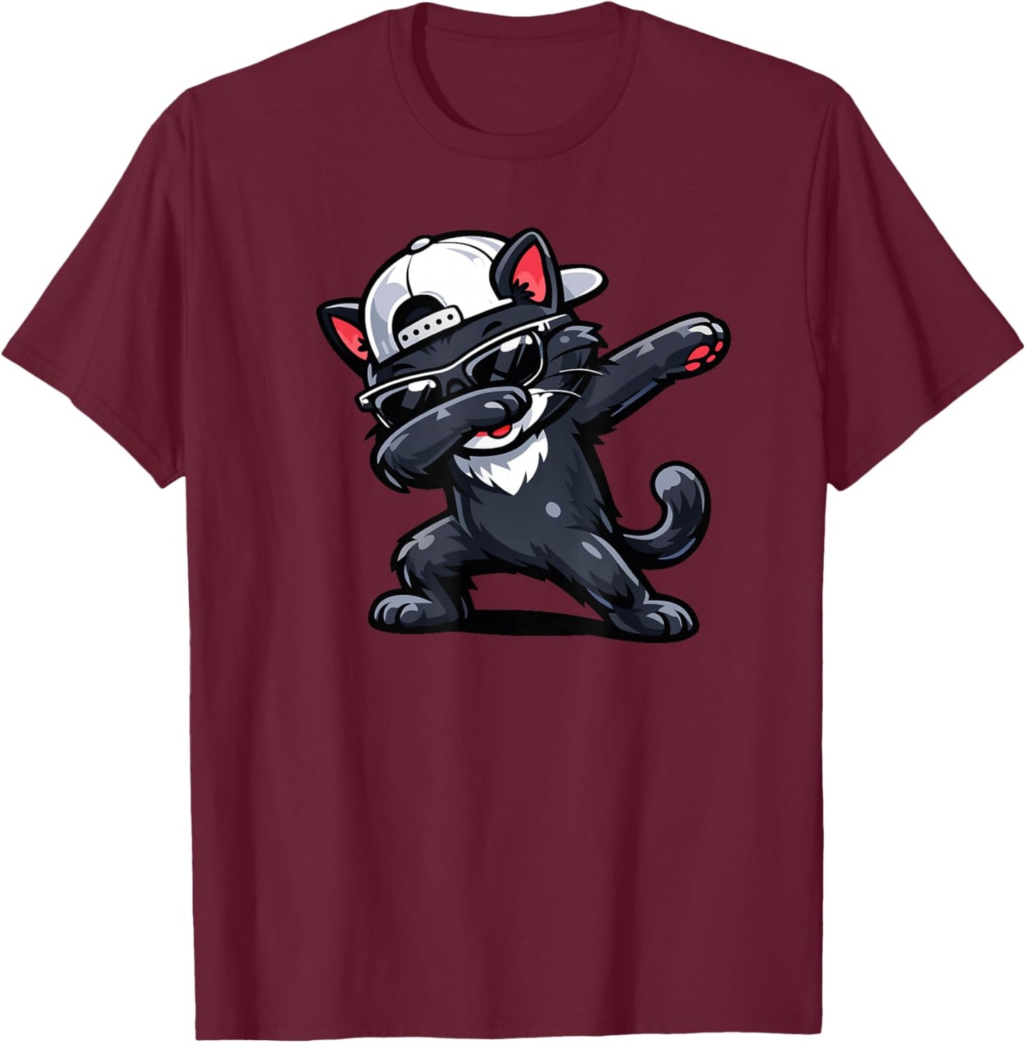 Dabbing Cat T-Shirt - T-Shirt | Maroon