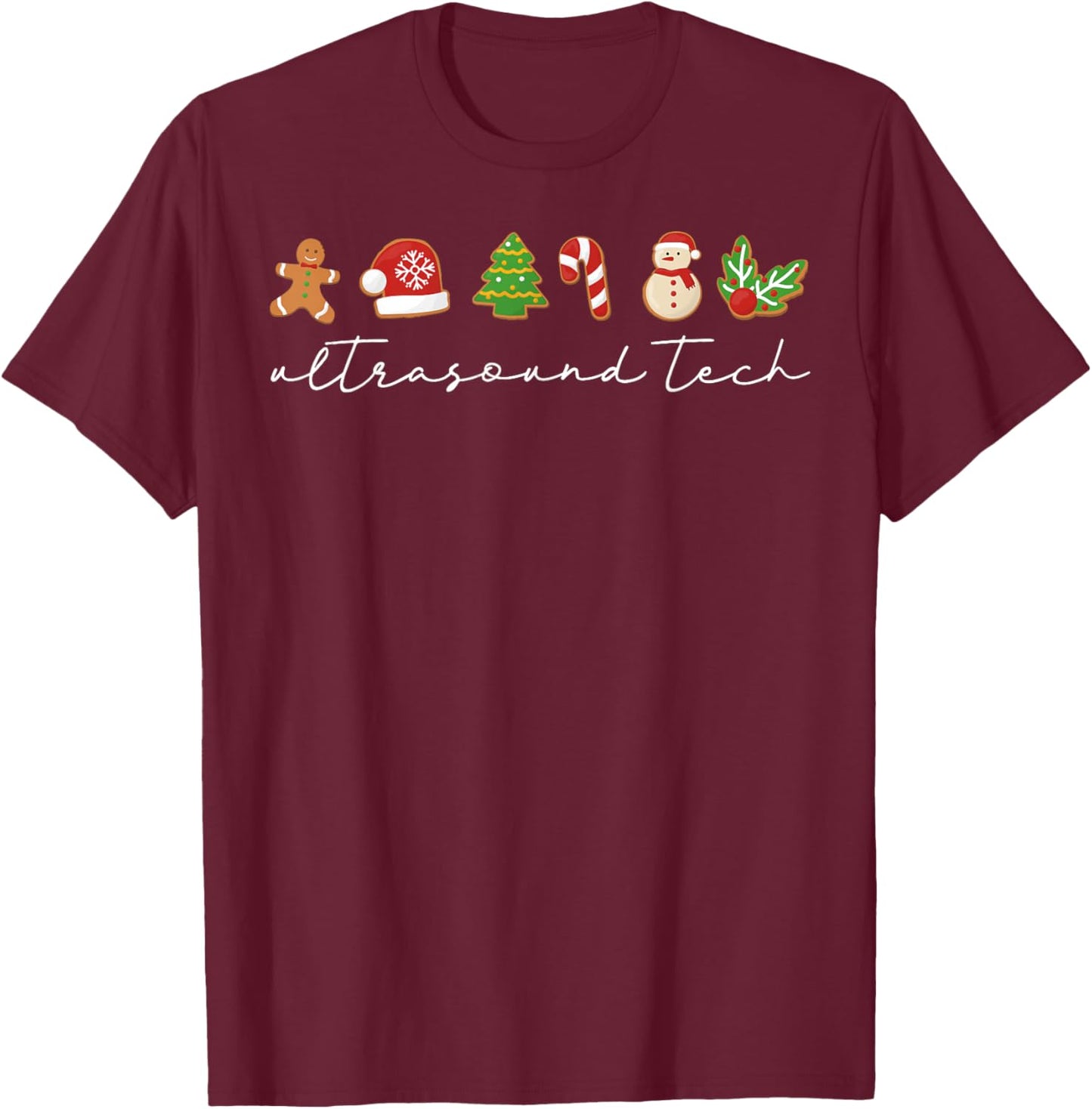 Ultrasound Technologist Christmas Cardiac Nurse Sonographer T-Shirt - T-Shirt | Maroon