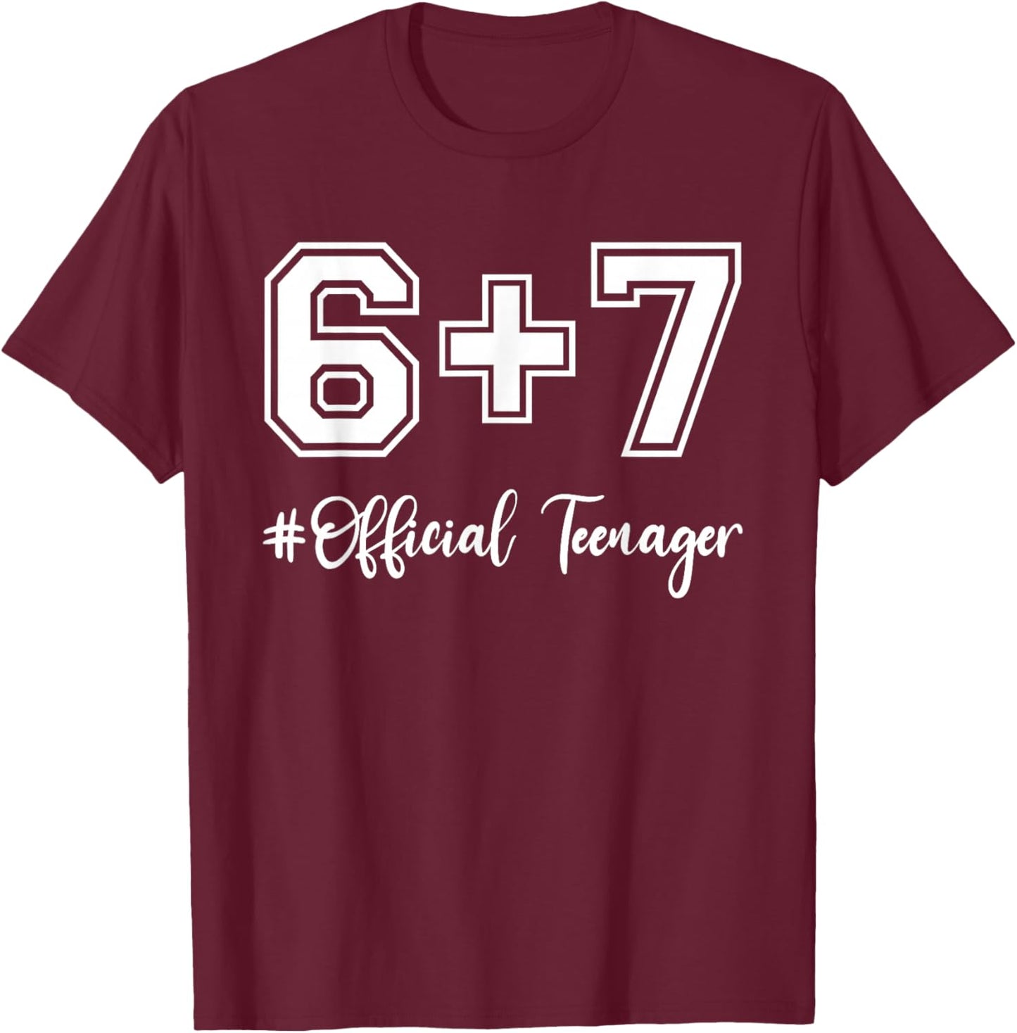 Funny 13th Birthday Official Teenager 6+7 Year Old Boys Kids T-Shirt - T-Shirt | Maroon