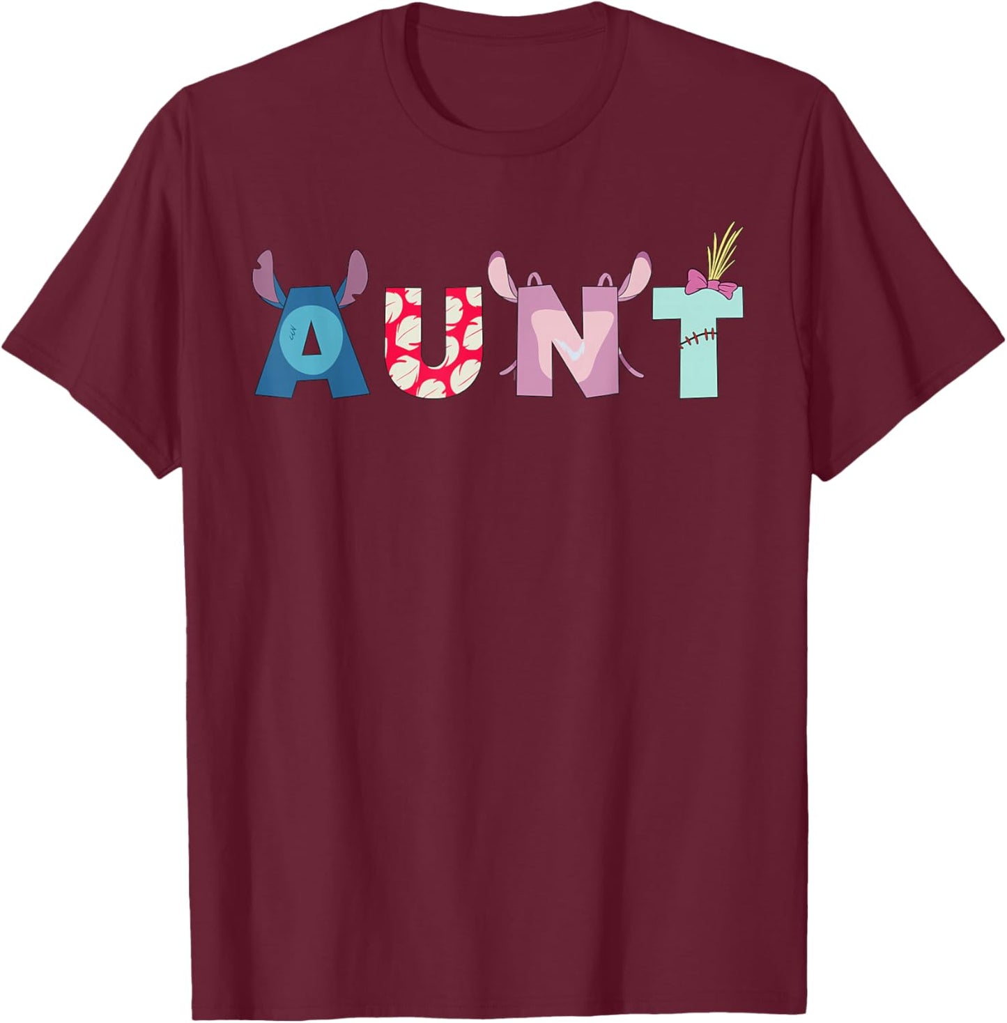 Disney Lilo & Stitch Aunt Birthday Gift Family Disney Trip T-Shirt - T-Shirt | Maroon