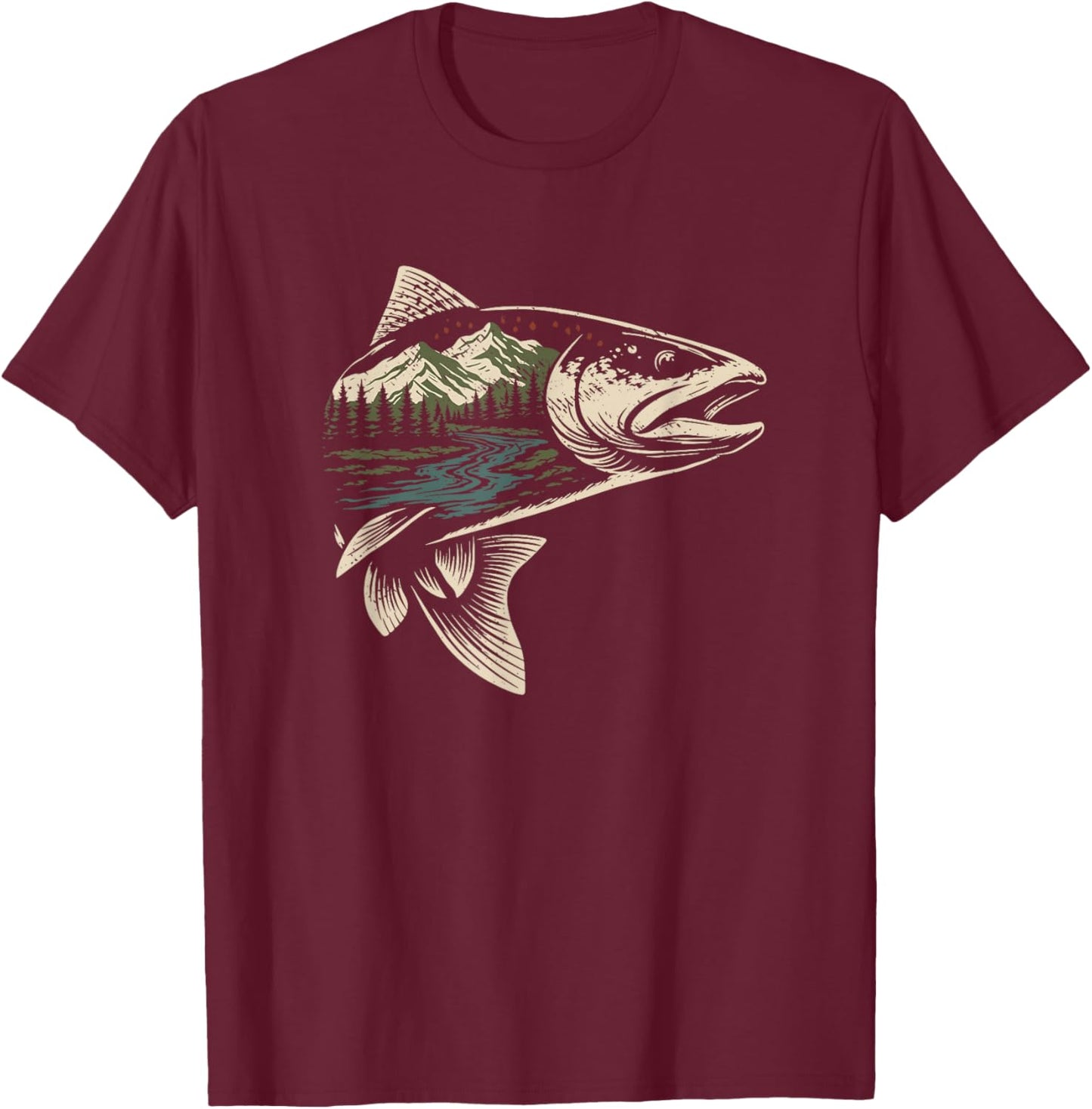 Fly Fishing Trout Nature T-Shirt - T-Shirt | Maroon