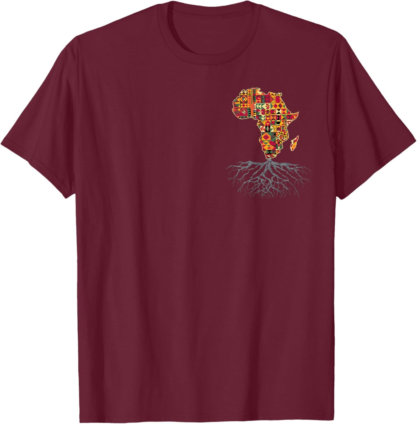 Africa Map Kente Cloth African Print Roots Traditional Arts T-Shirt - T-Shirt | Maroon
