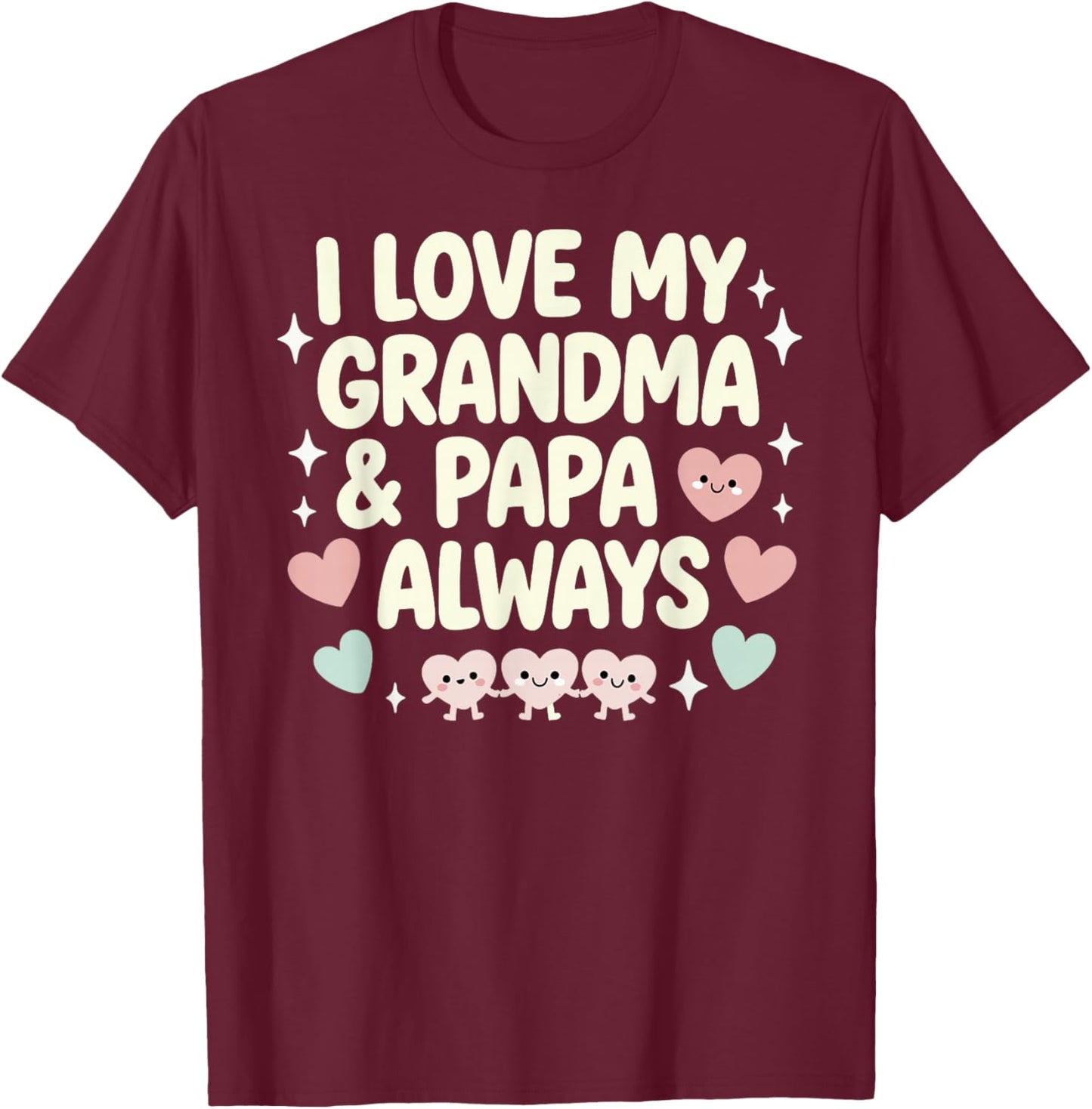 I Love My Grandma & Papa Always – Grandparents Day T-Shirt - T-Shirt | Maroon