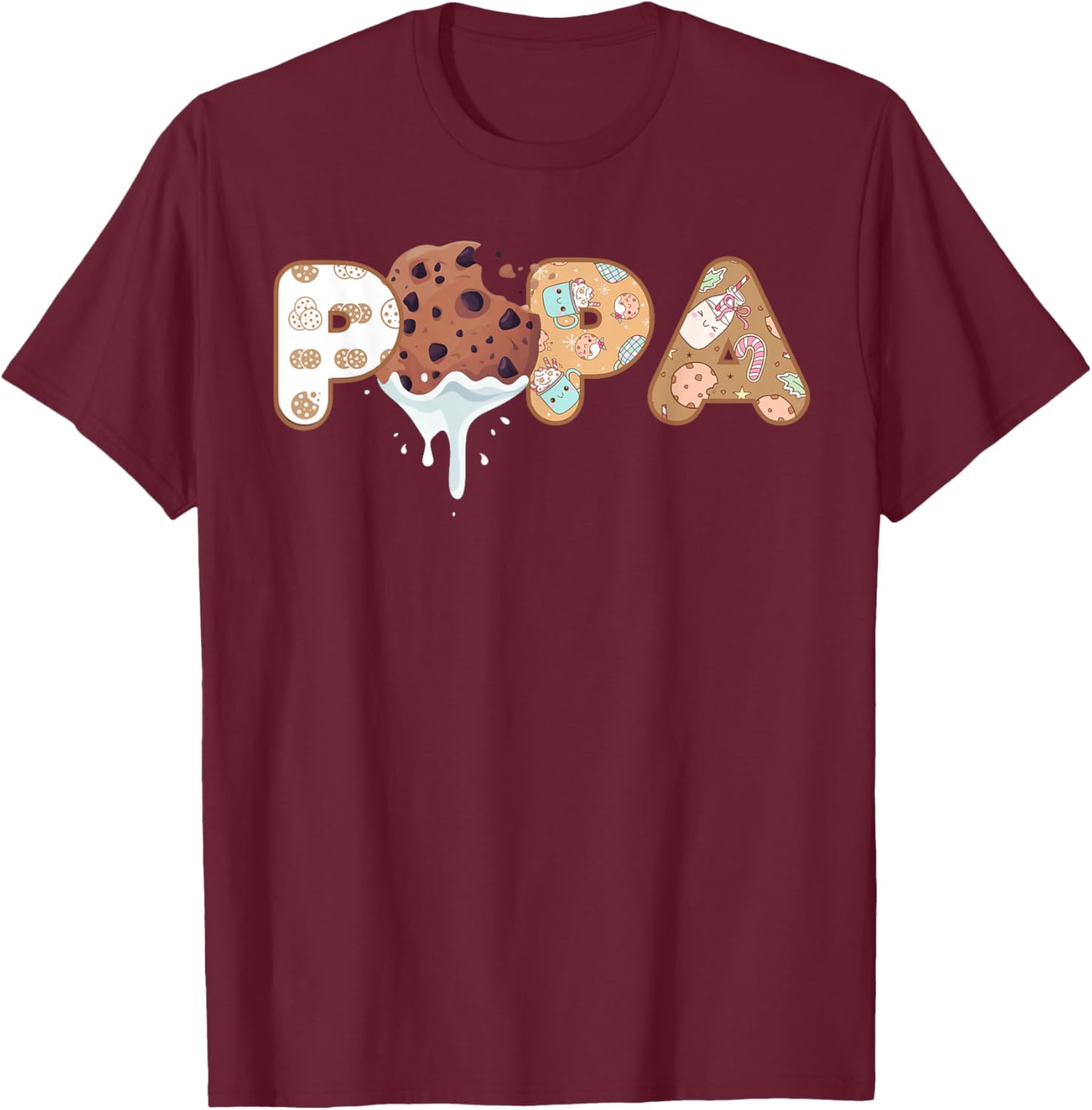 Cookies Papa 1st Birthday Milk Party Family Matching T-Shirt - T-Shirt | Maroon