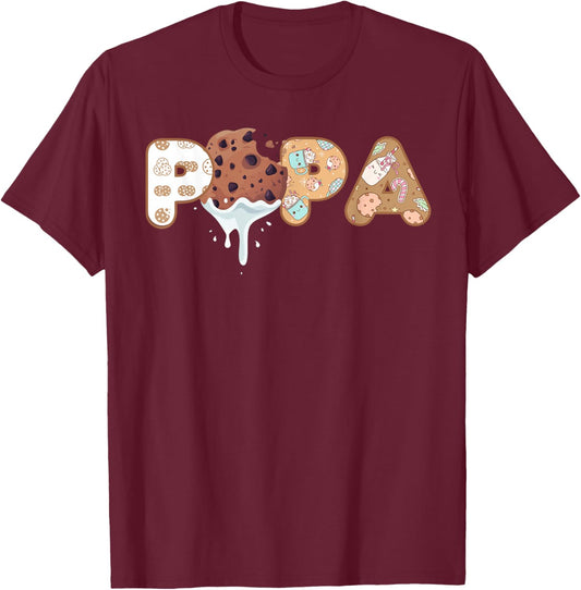 Cookies Papa 1st Birthday Milk Party Family Matching T-Shirt - T-Shirt | Maroon