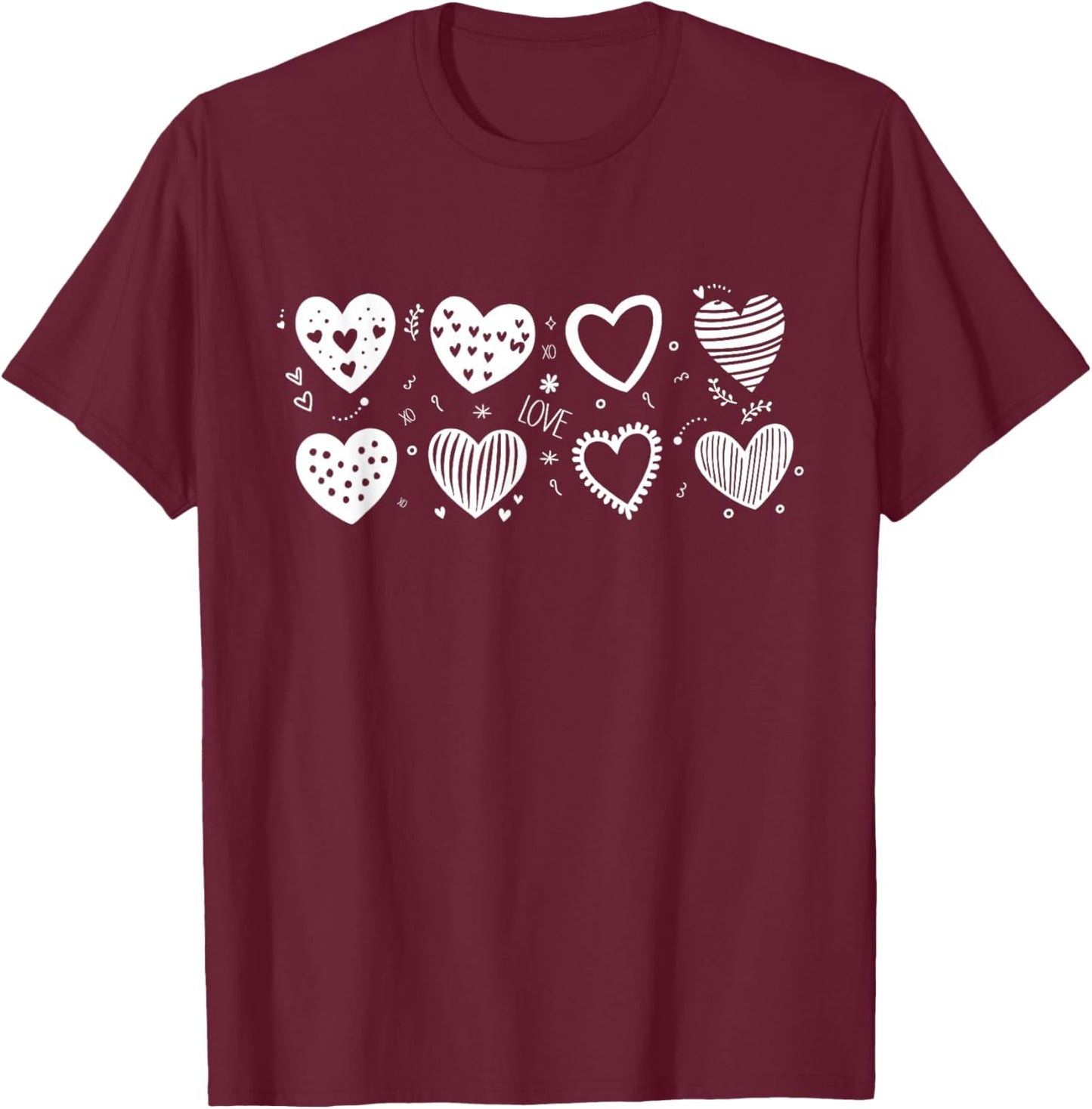 Valentine's Day Hearts T-Shirt - T-Shirt | Maroon