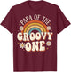 Papa of The Groovy One Father dad T-Shirt - T-Shirt | Maroon