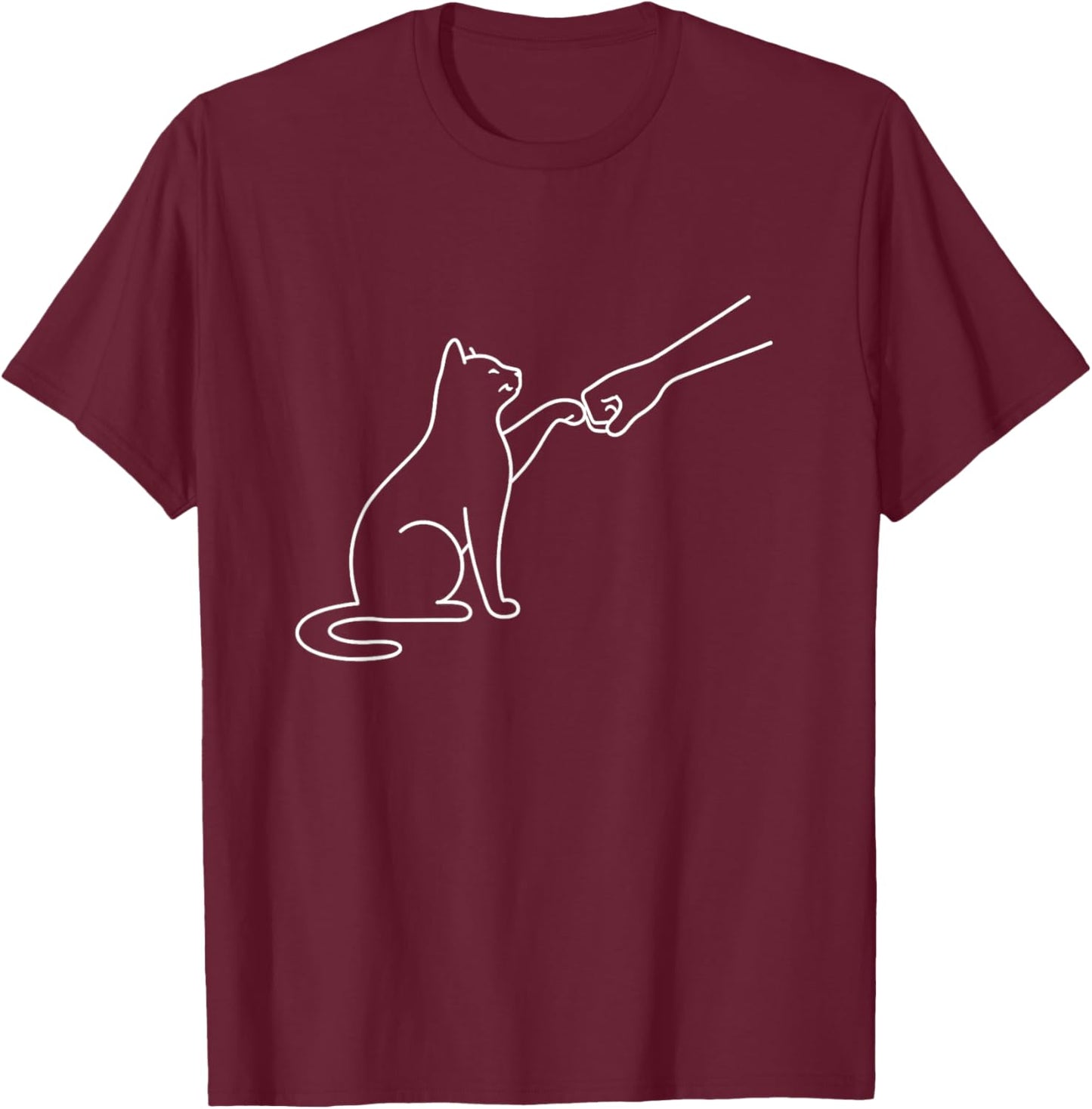 Funny Cats Lover Minimalist Cat Fist Bump Gentle Companion T-Shirt - T-Shirt | Maroon